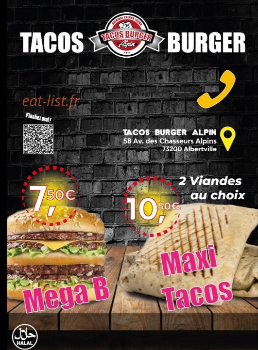 Tacos Burger Alpin — carte page 1