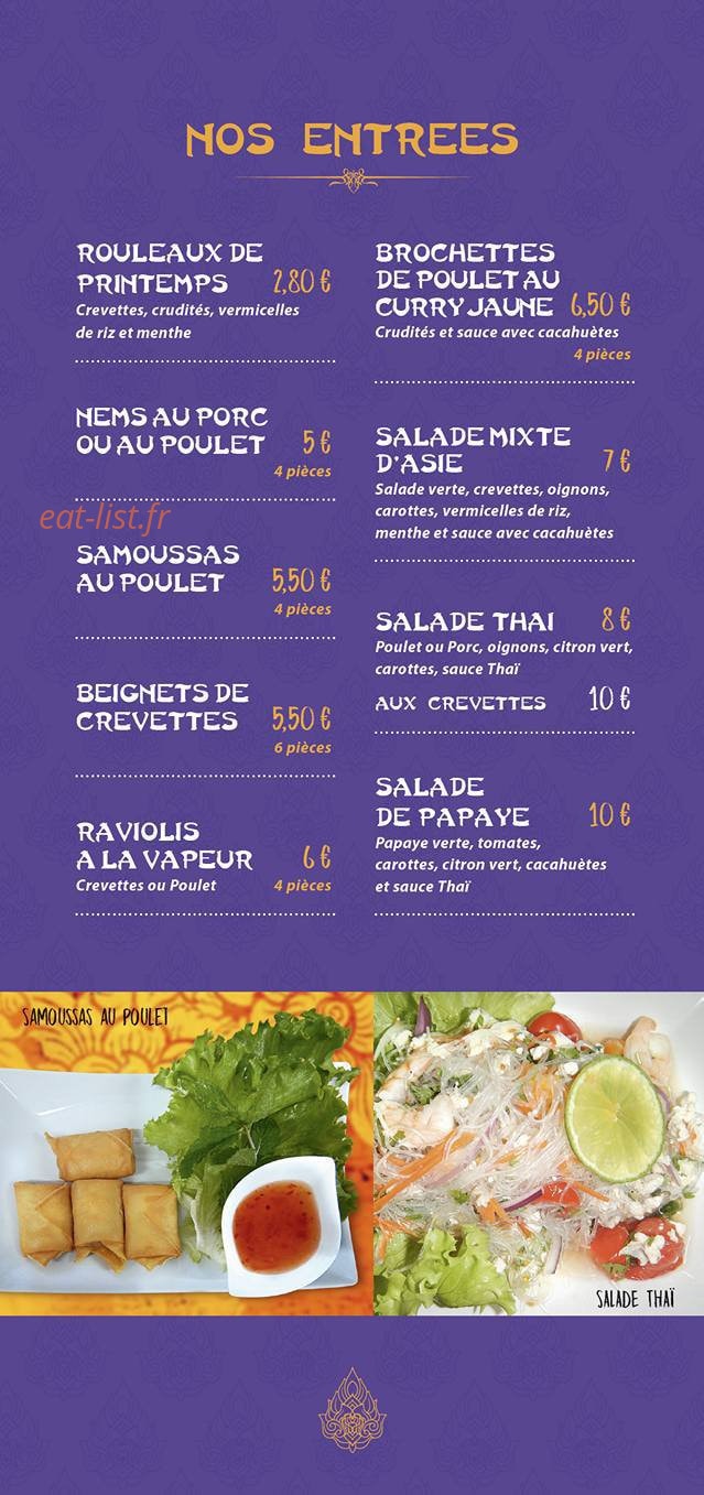 Thai food Station — carte page 1