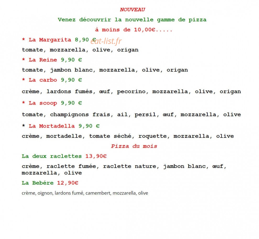 La Dolce Pizza — carte page 1