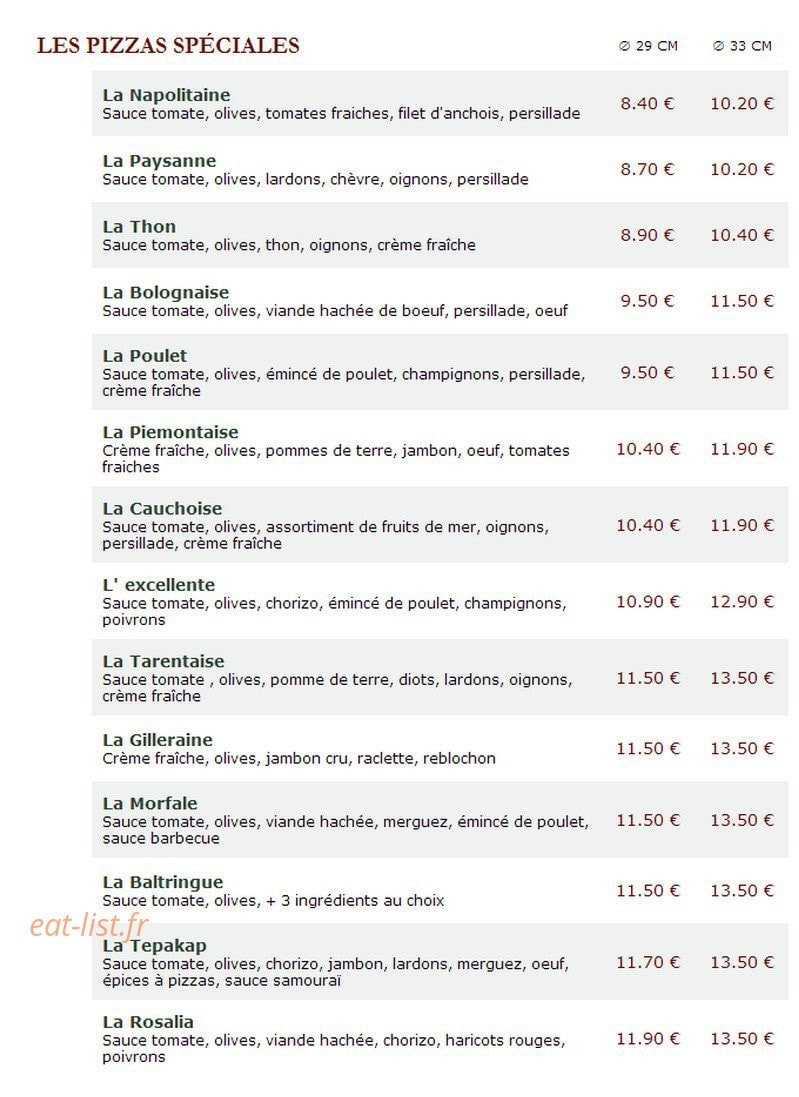 Le Kiosque à Pizzas — carte page 2