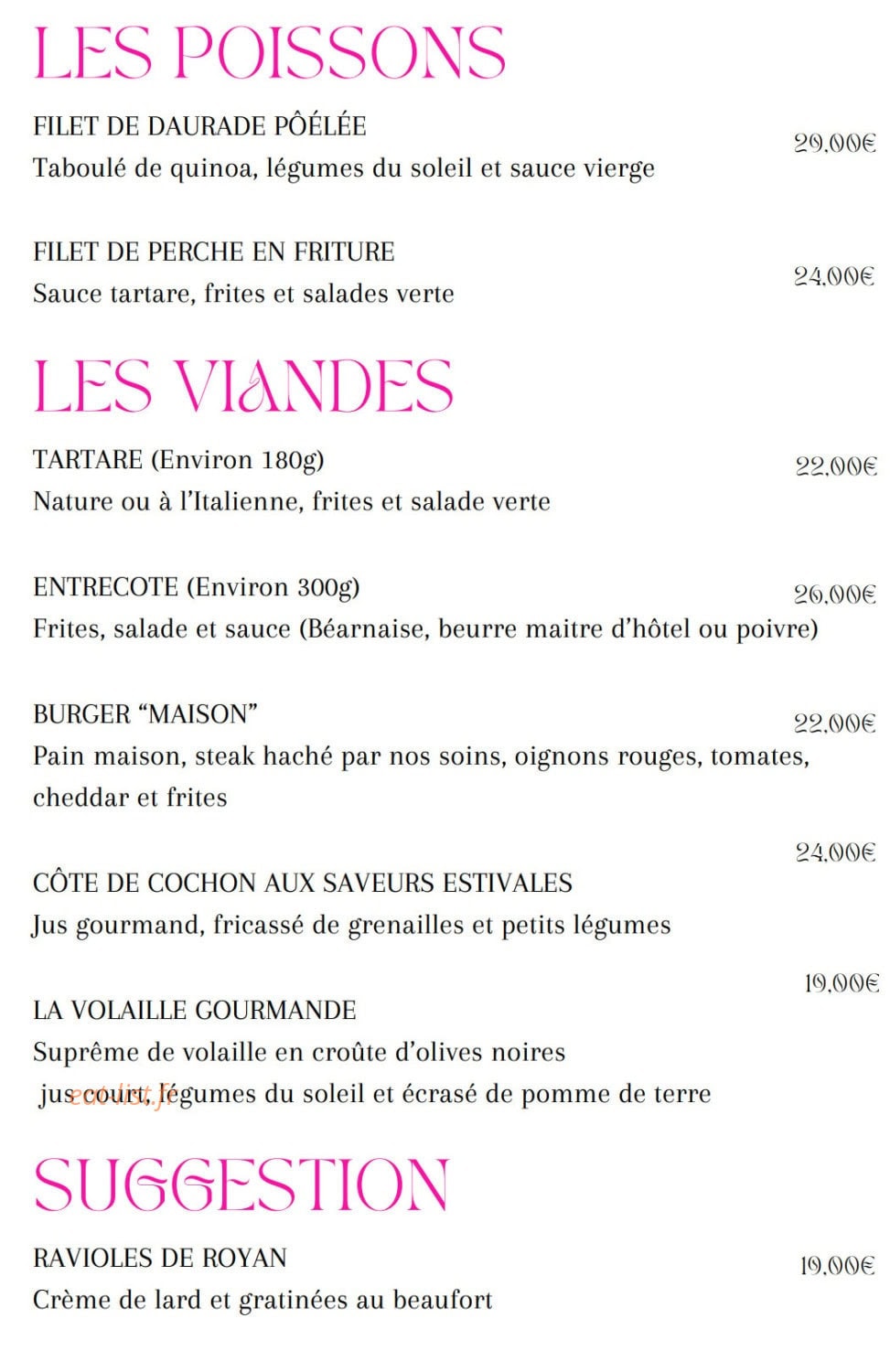 Auberge de Venthon — carte page 3