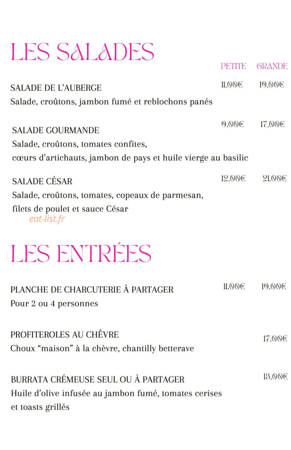 Auberge de Venthon — carte page 2