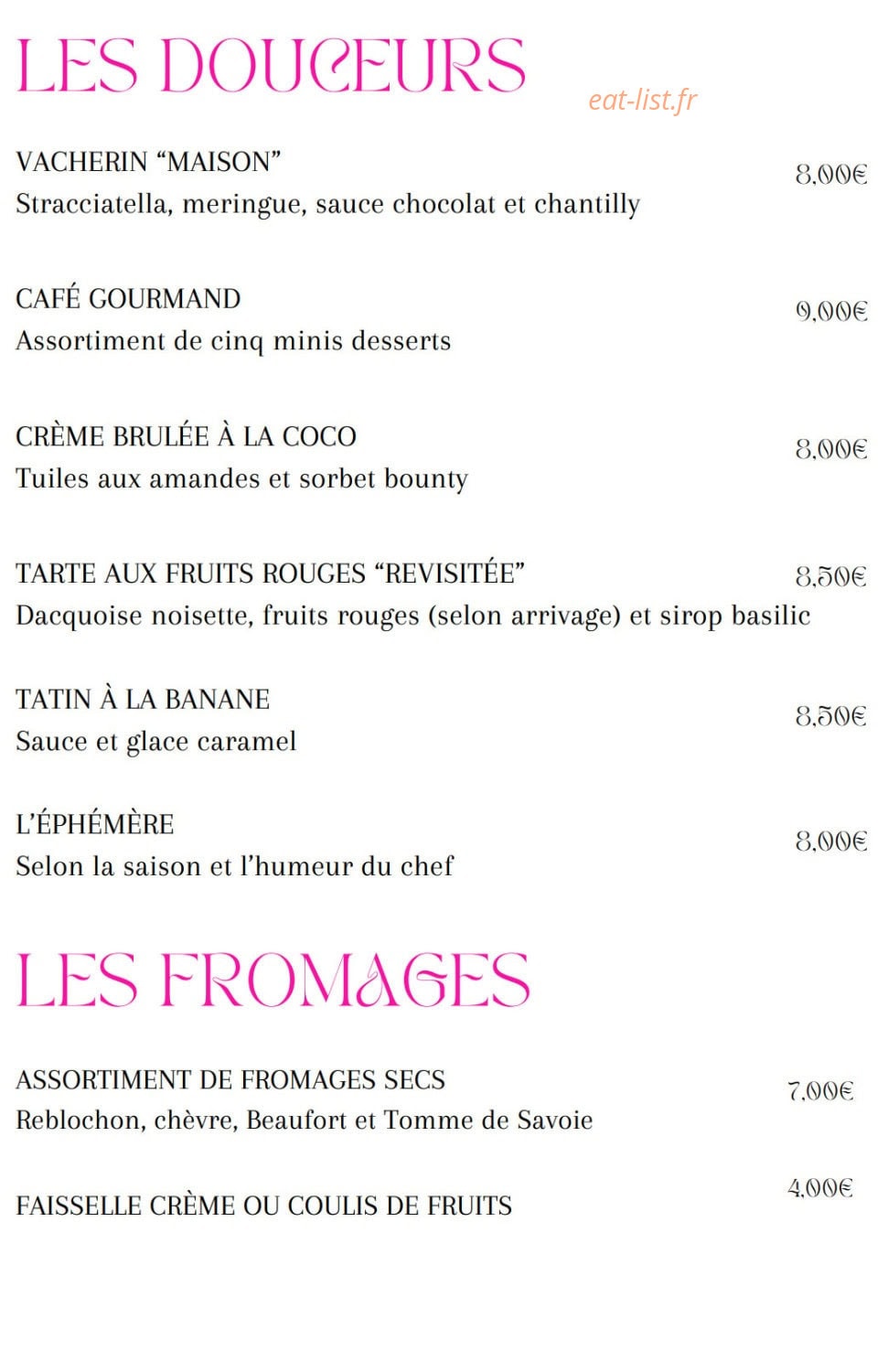 Auberge de Venthon — carte page 5