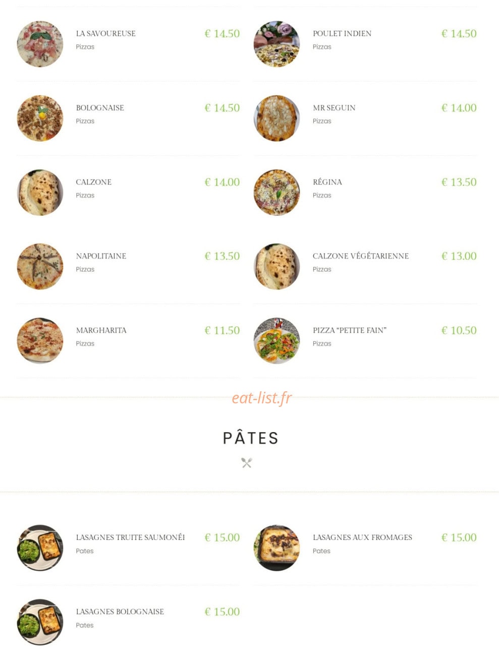 La pizza que j'Aime — carte page 3
