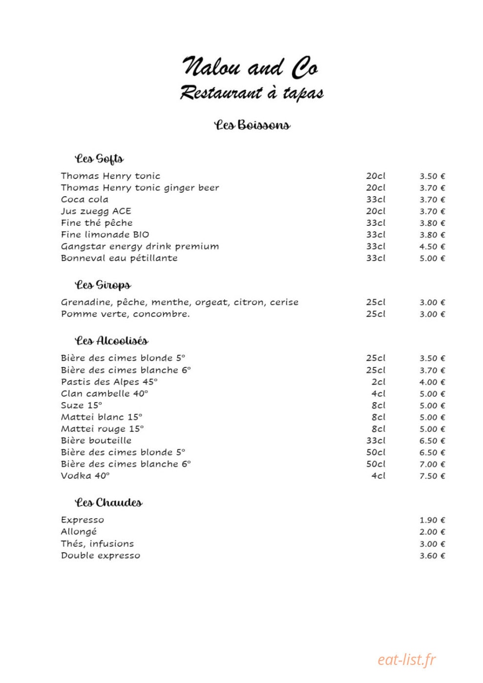 Nalou and Co — carte page 2