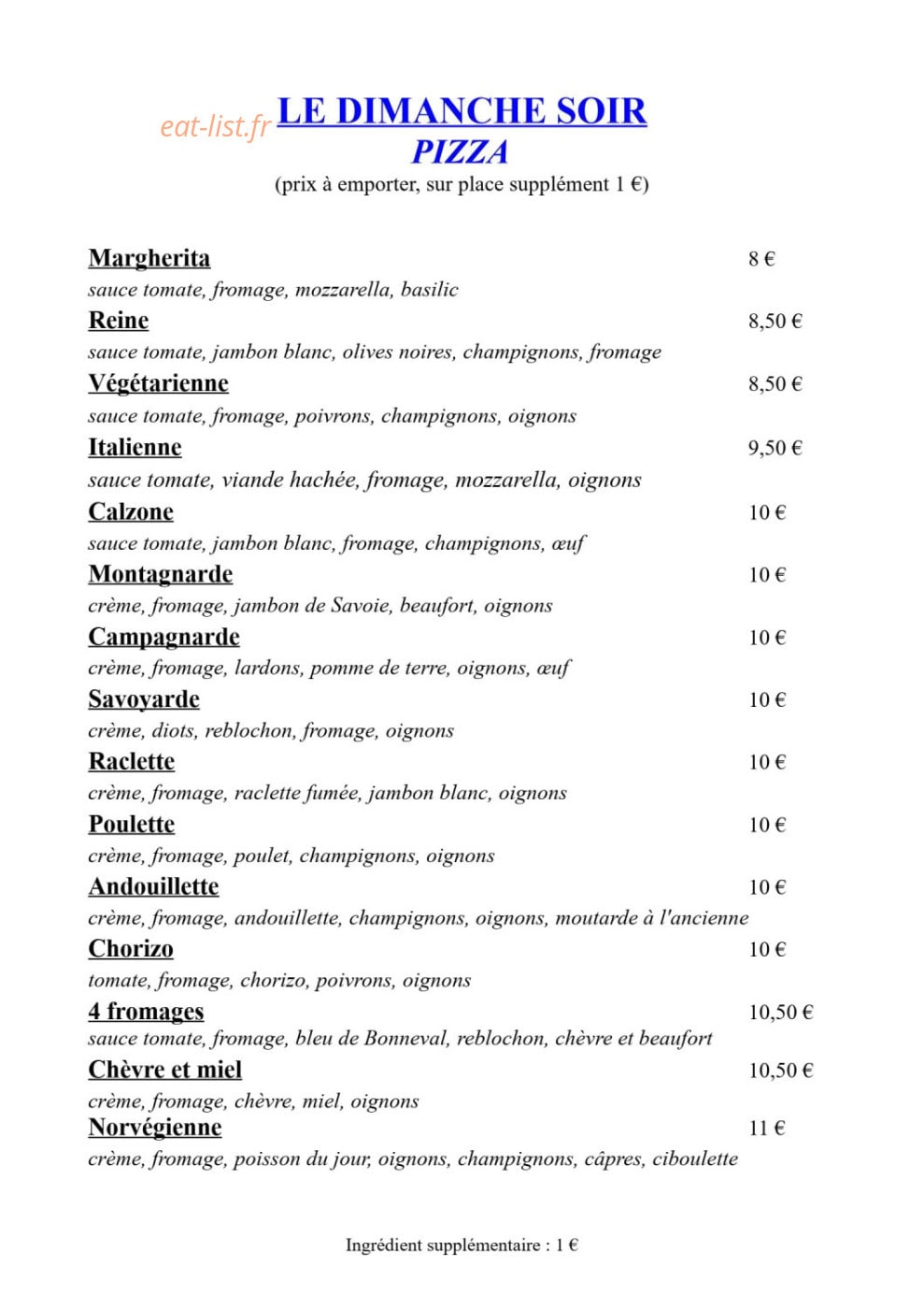 Auberge de Granier — carte page 2