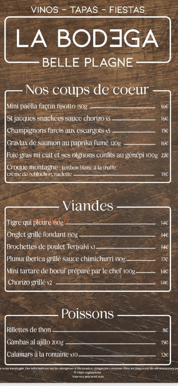 La Bodéga — carte page 2