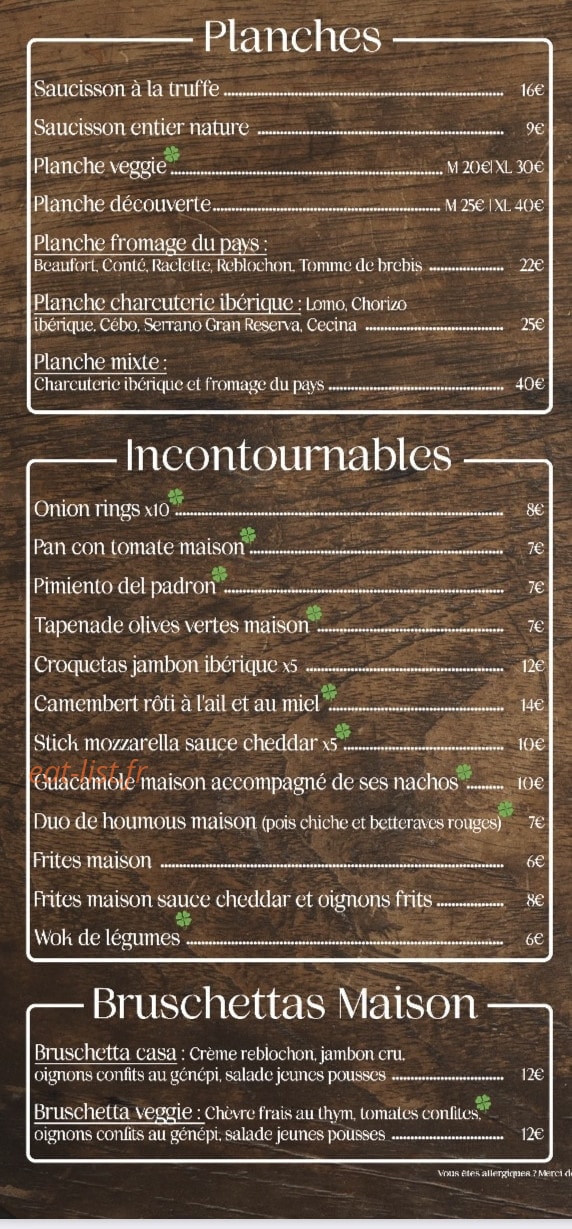 La Bodéga — carte page 1