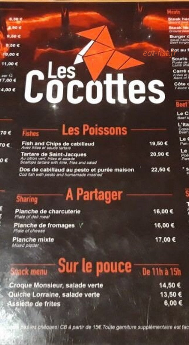 Les Cocottes — carte page 2