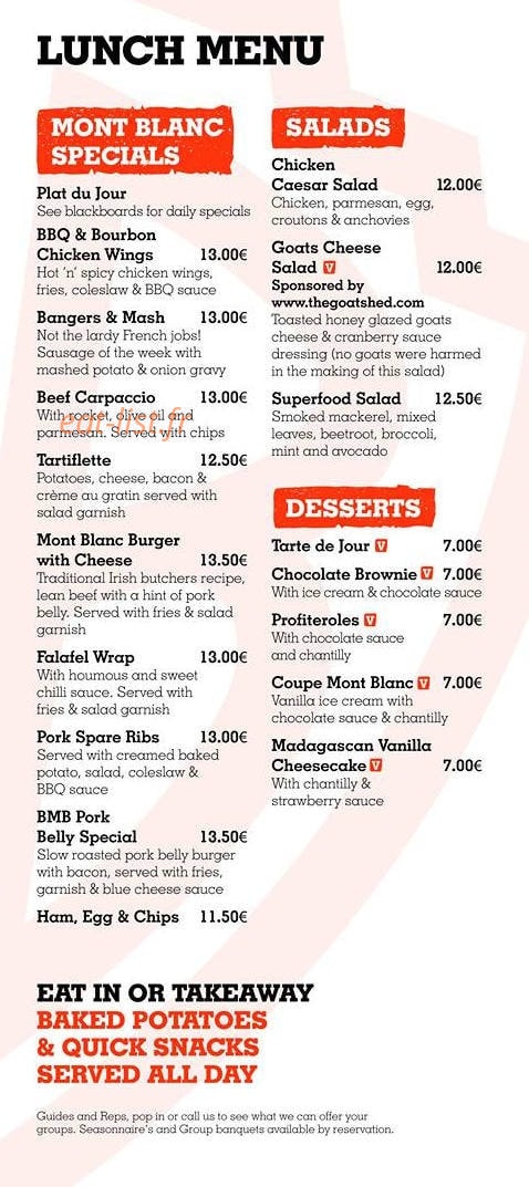 Bar du Mont Blanc — carte page 7