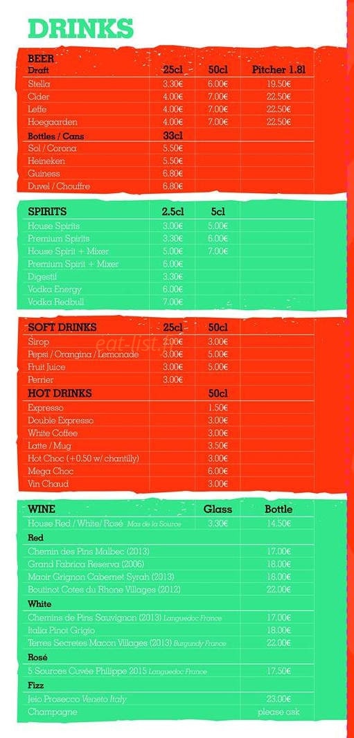 Bar du Mont Blanc — carte page 8