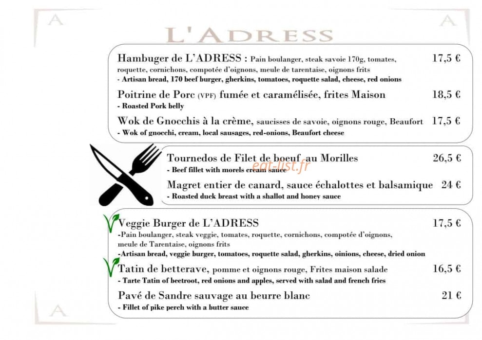 L' Adress — carte page 4