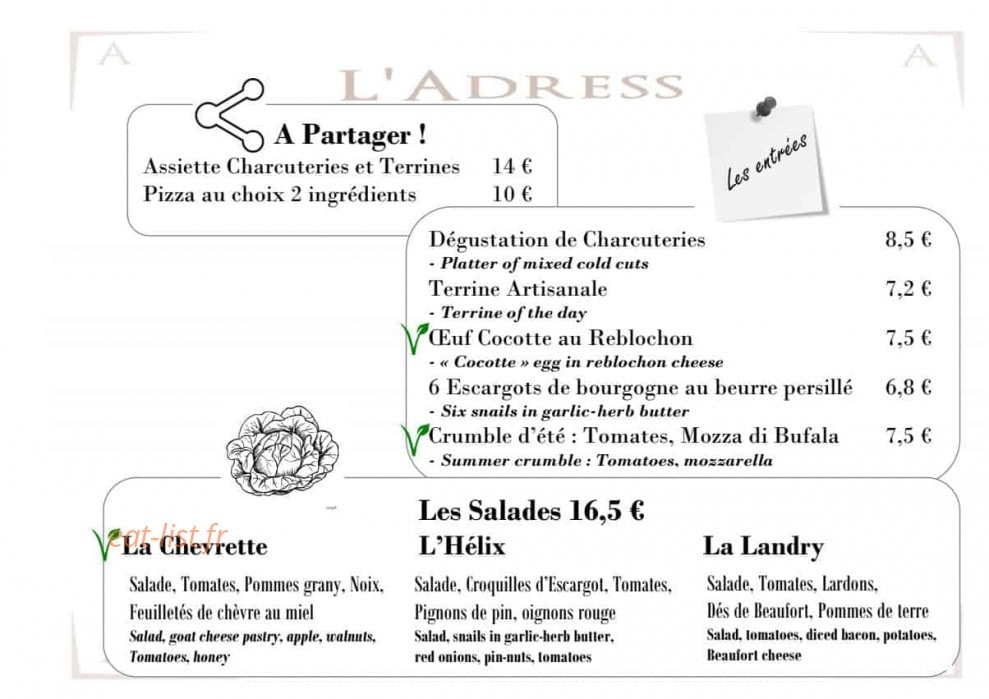 L' Adress — carte page 3
