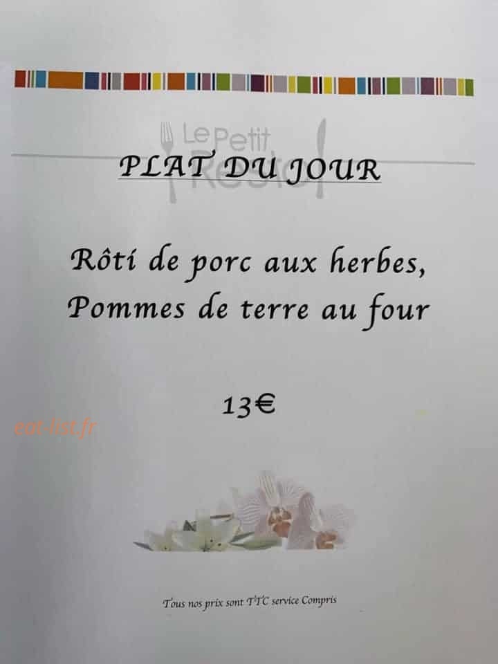 Le Petit Resto — carte page 1