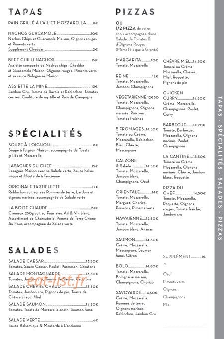 La Cantine — carte page 2