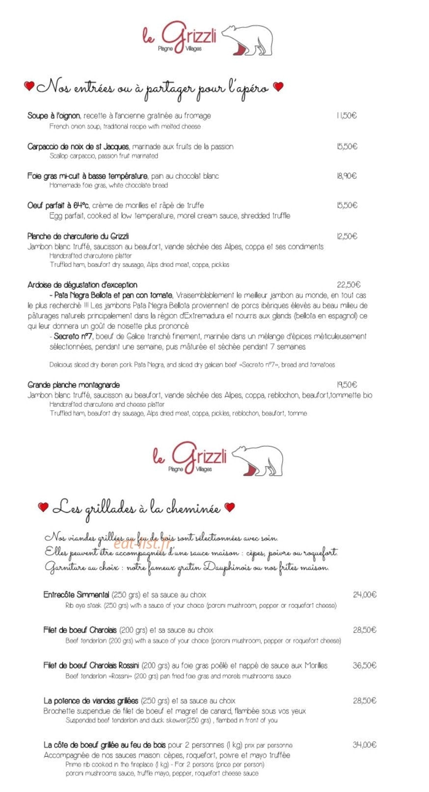 Le Grizzli — carte page 1