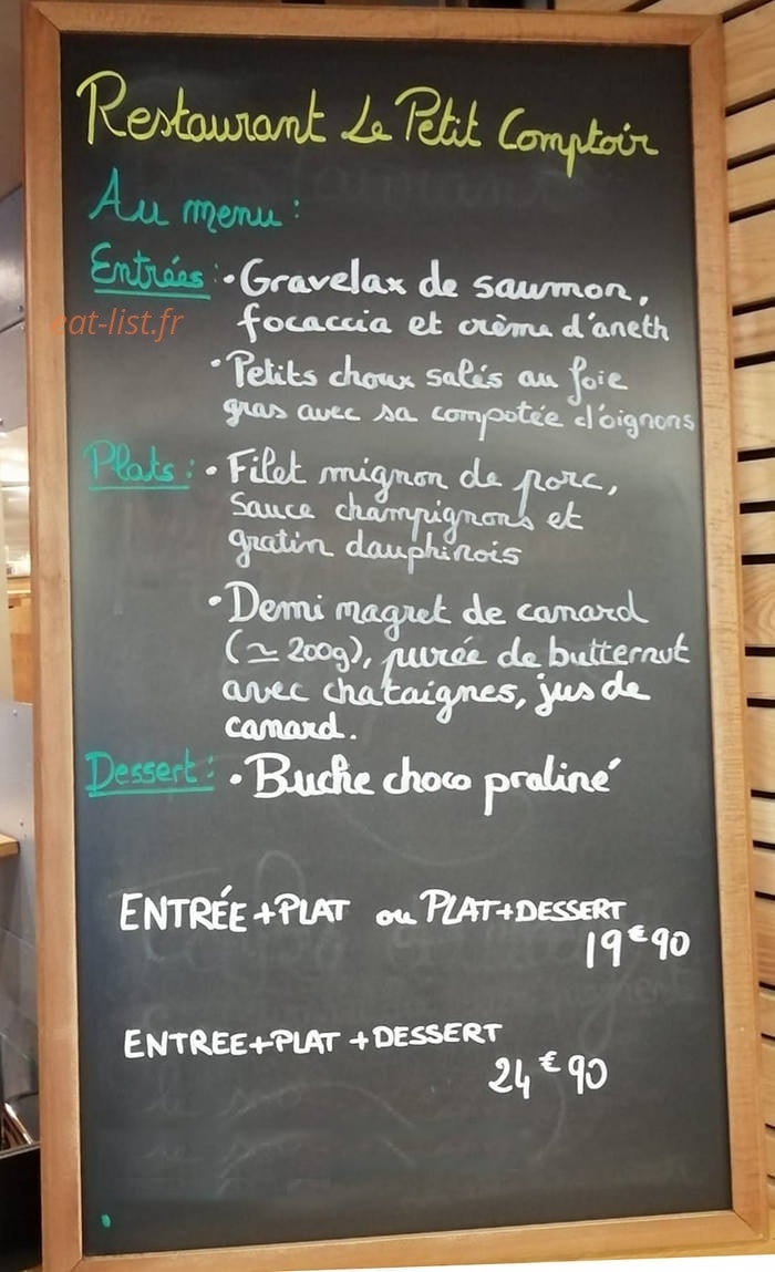 Le petit comptoir — carte page 1