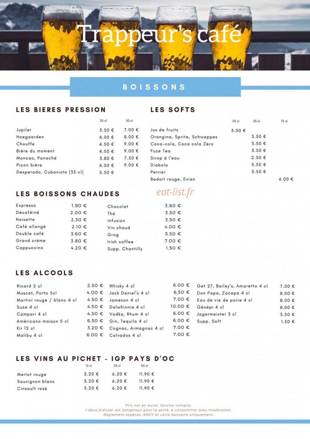 Trappeur's Café — carte page 8