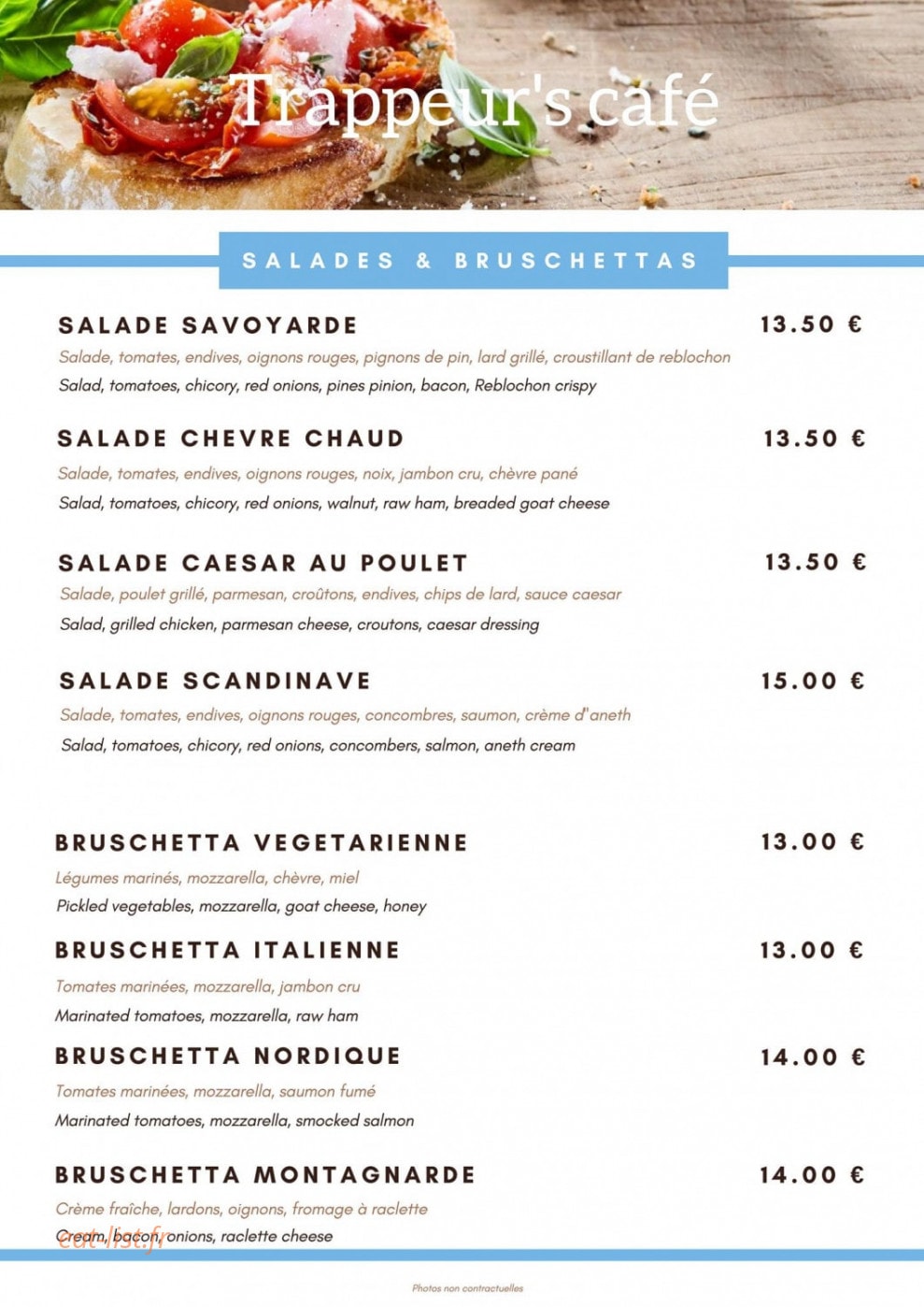 Trappeur's Café — carte page 2