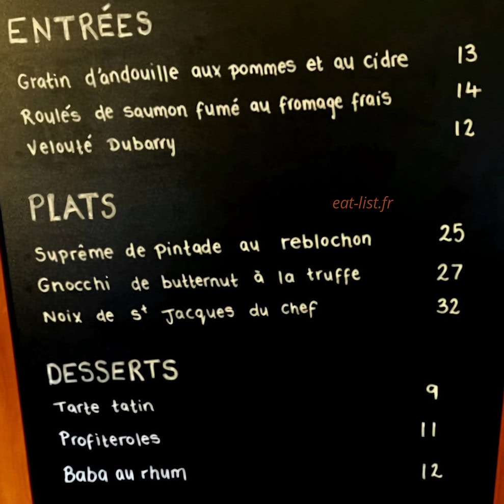 Bistrot de la Poste — carte page 1