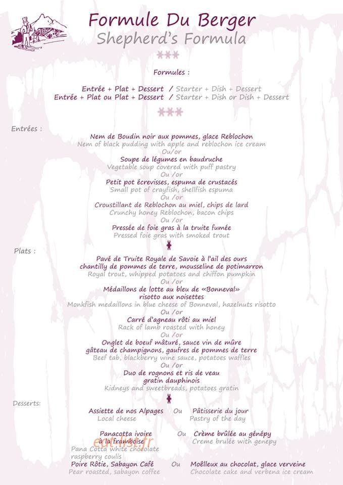 La Bergerie de Raphaël — carte page 1