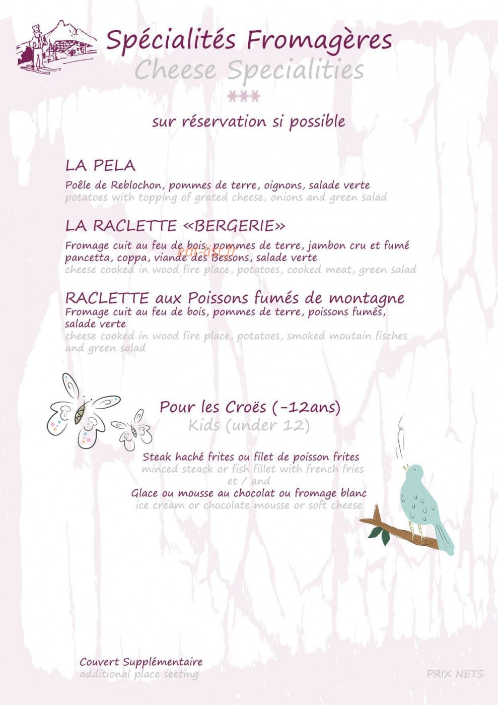 La Bergerie de Raphaël — carte page 2