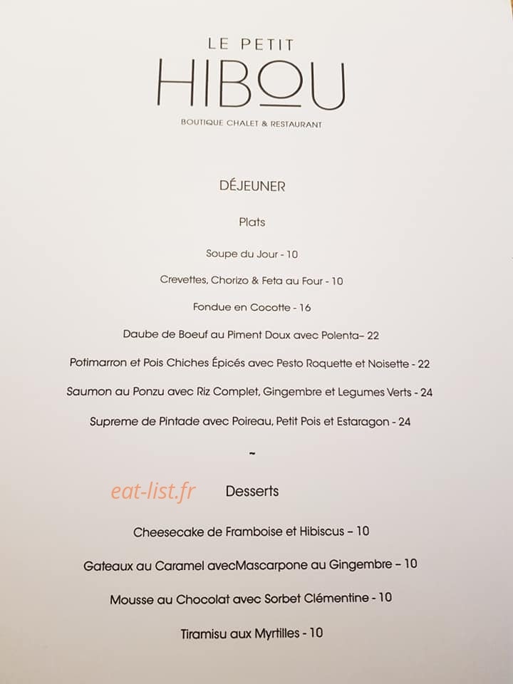 Le Petit Hibou — carte page 2