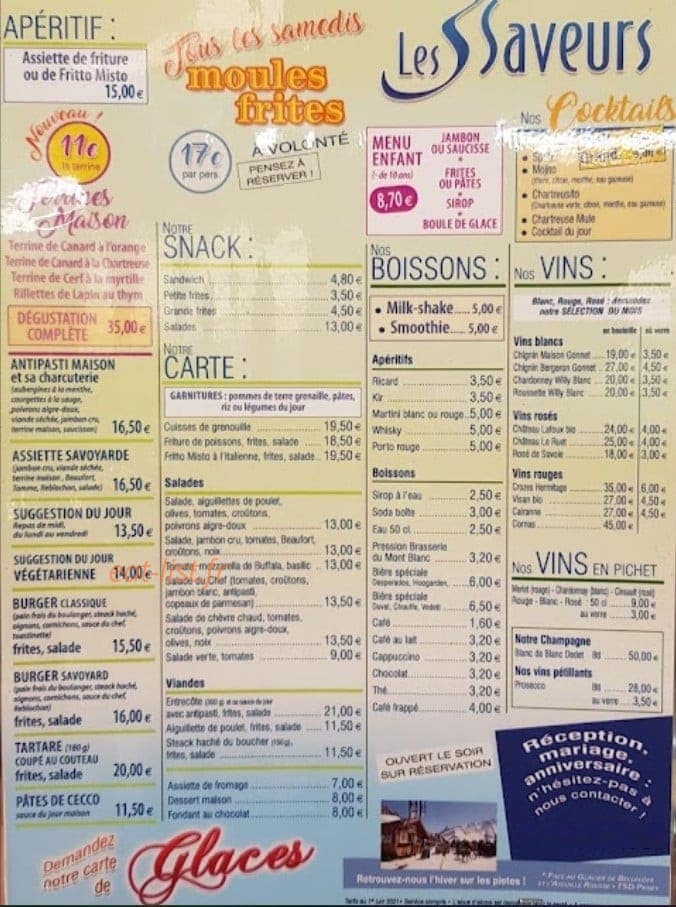Les 3 Saveurs — carte page 1