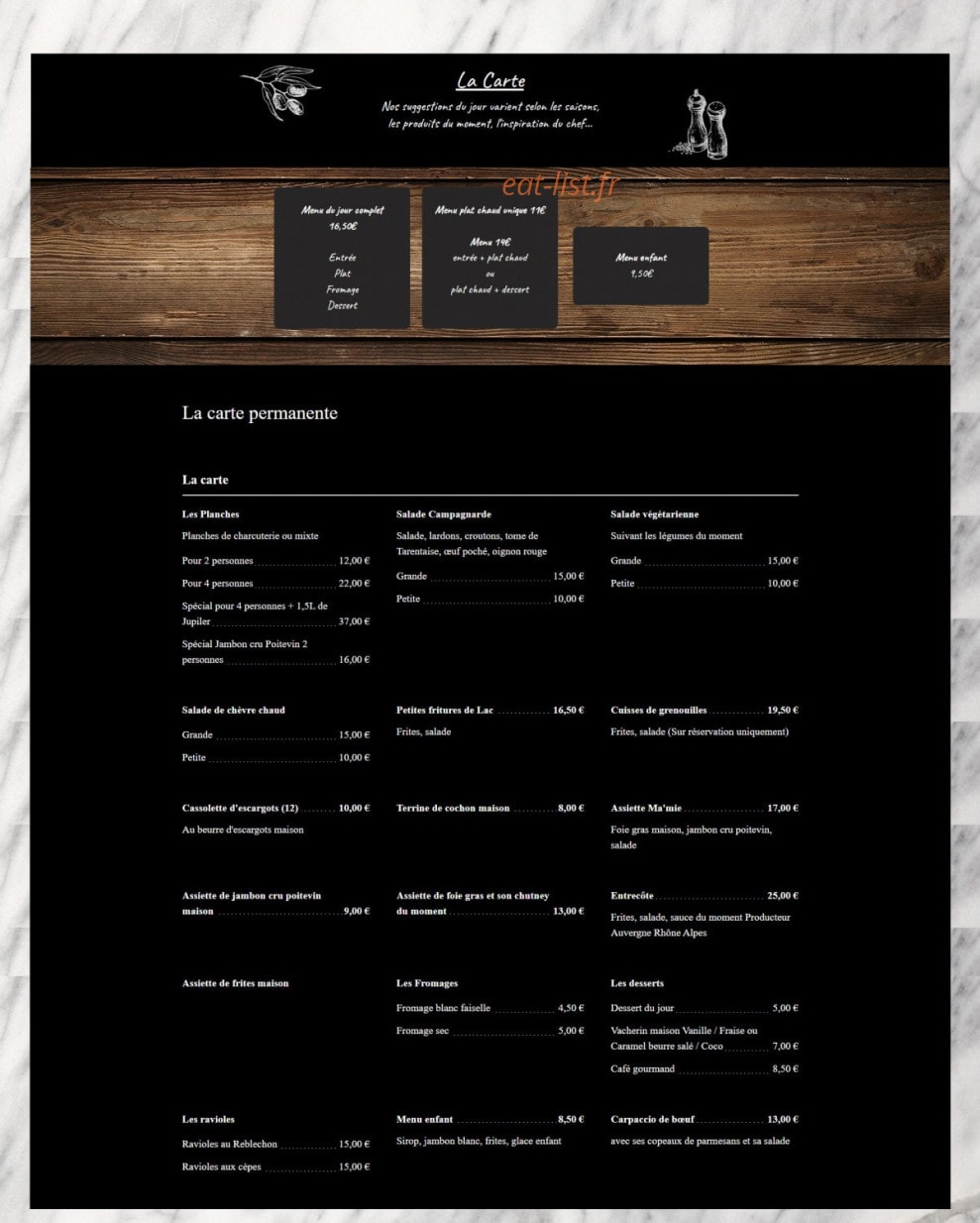 Chez Ma'Mie — carte page 1