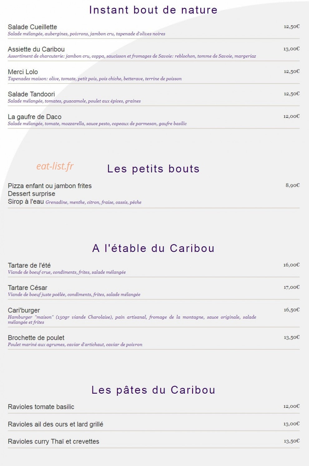 Le Caribou — carte page 1