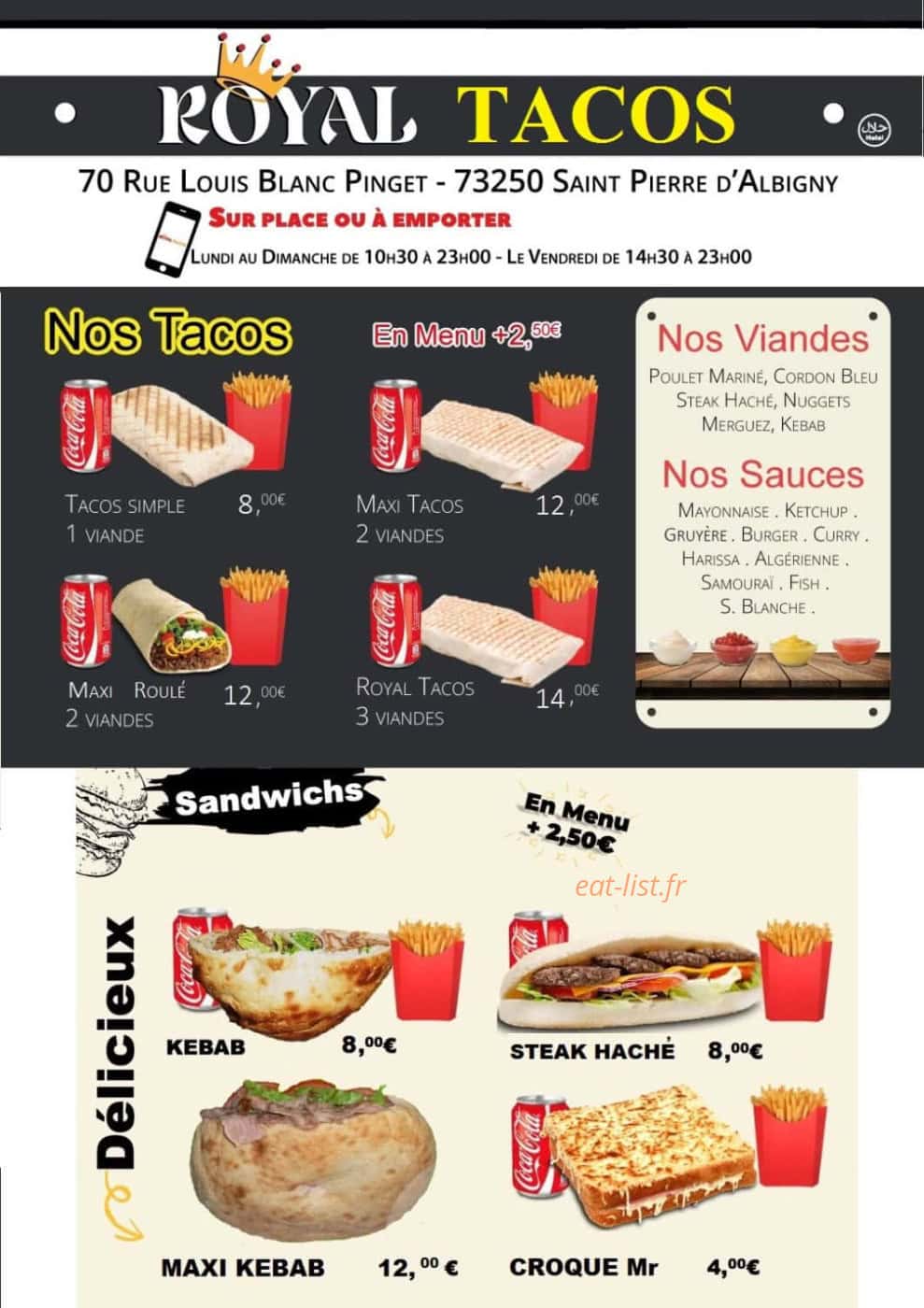 Royal Tacos — carte page 1