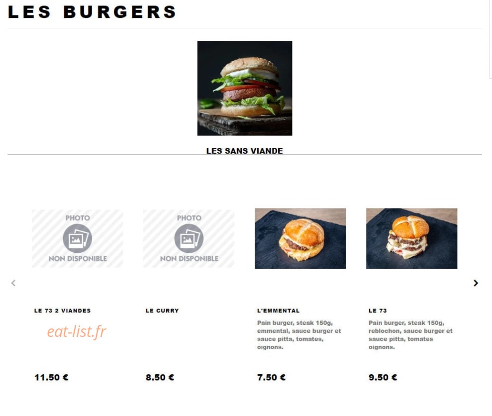 Burger 73 — carte page 2