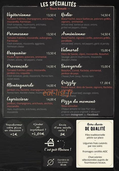 La Casa Pizz' — carte page 3