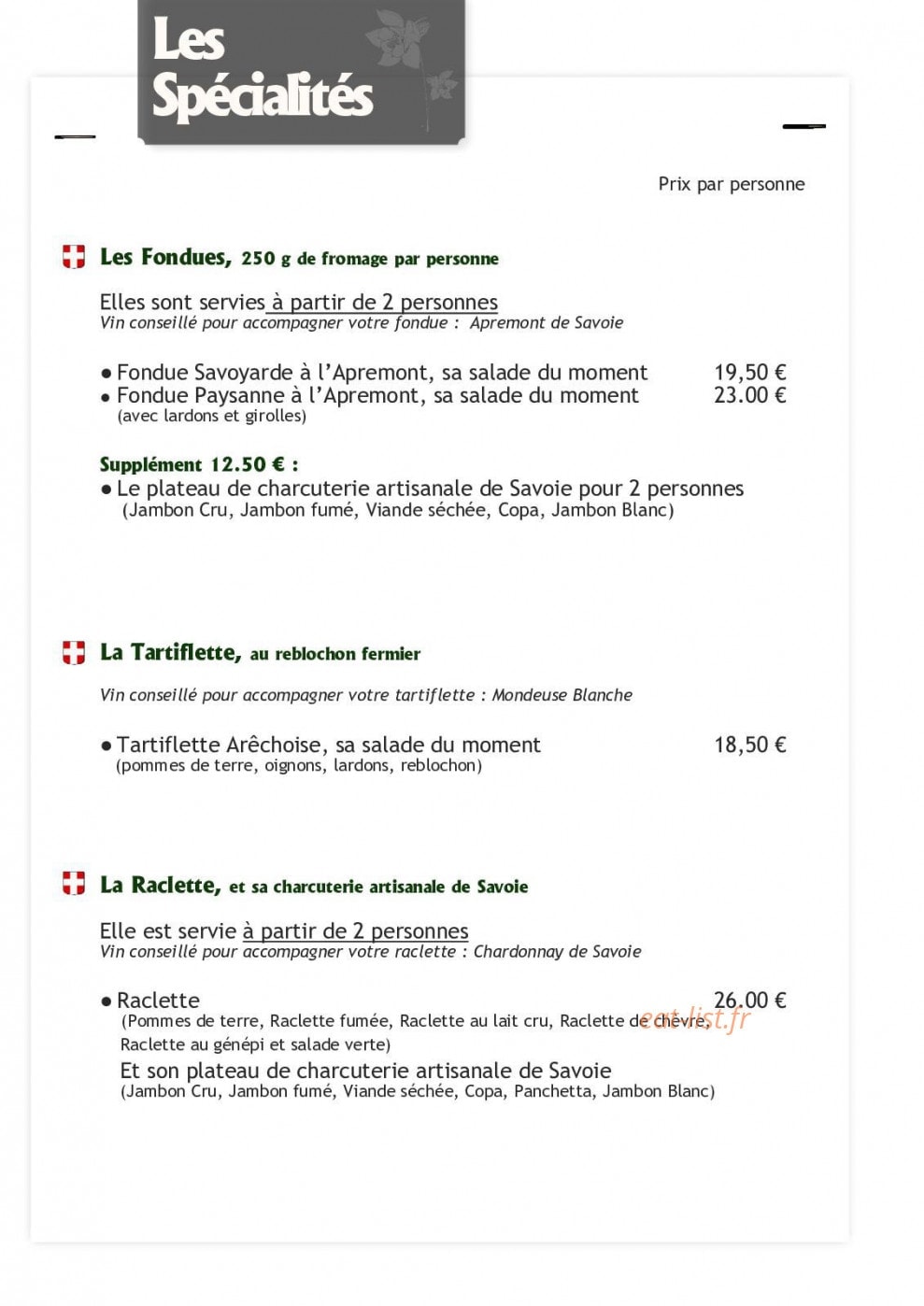 La Table de Joséphine — carte page 8