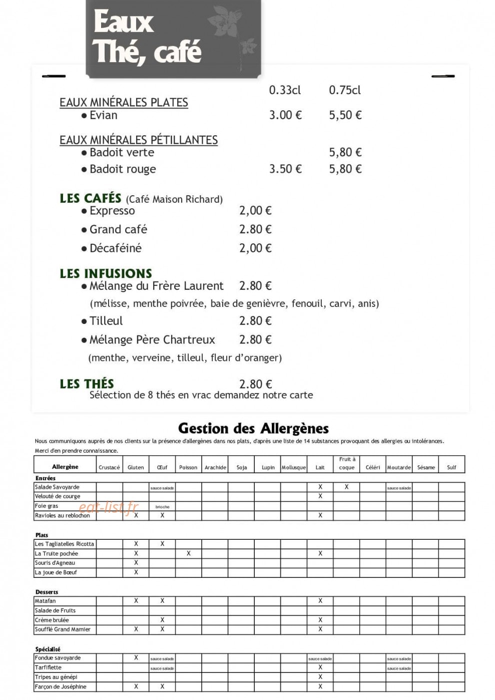La Table de Joséphine — carte page 12