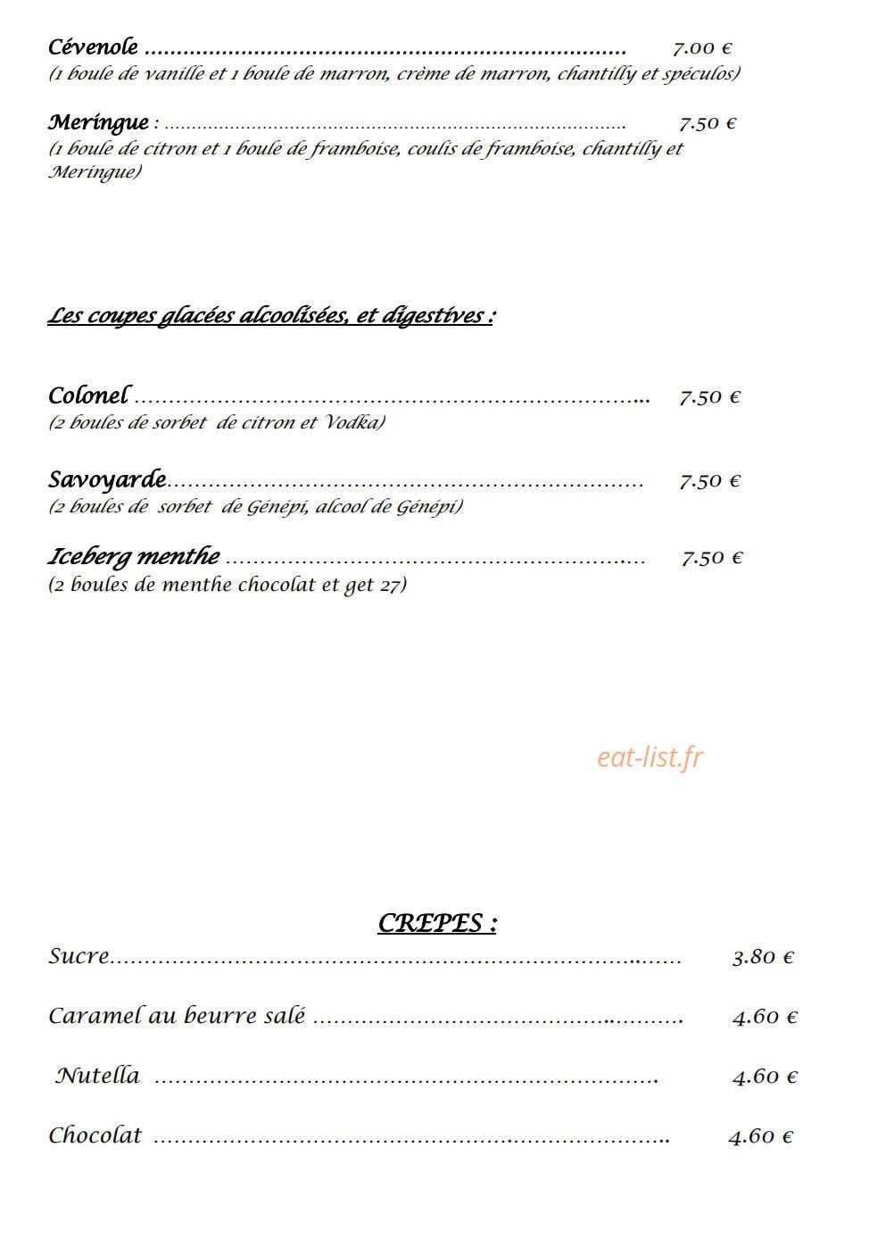 La terrasse d'ISA — carte page 14