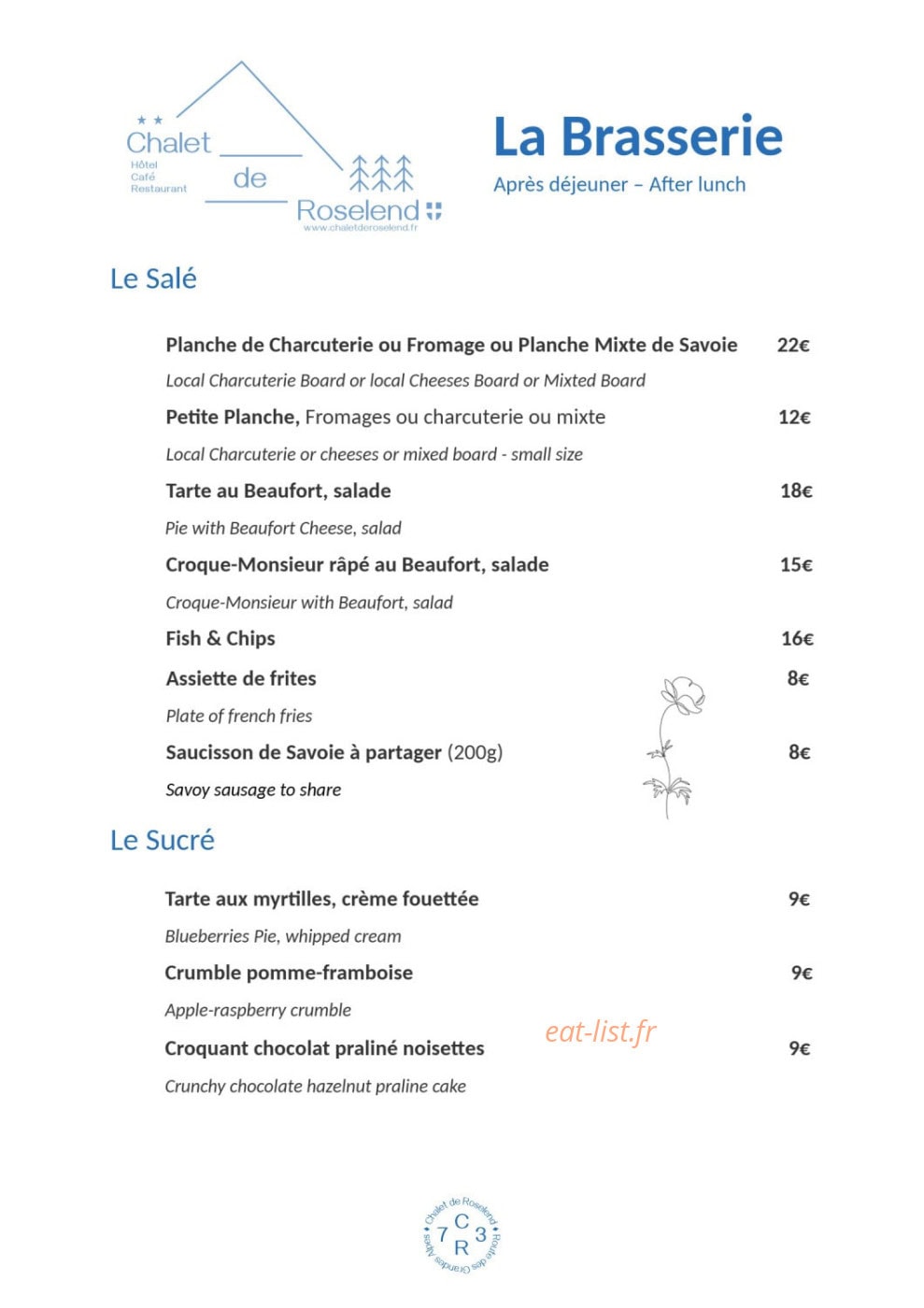 Le Chalet de Roselend — carte page 3