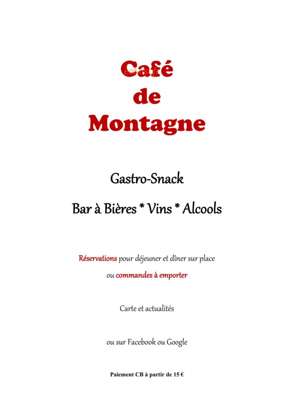 Café de Montagne — carte page 1
