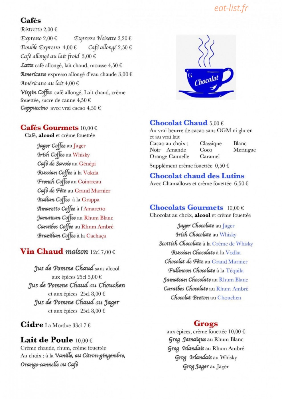 Café de Montagne — carte page 6