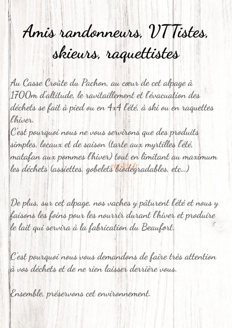 Le Casse Croûte du Pachon — carte page 1