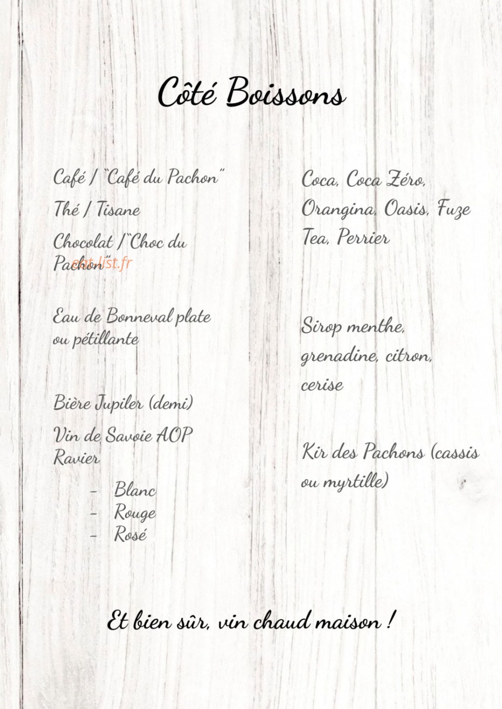 Le Casse Croûte du Pachon — carte page 2