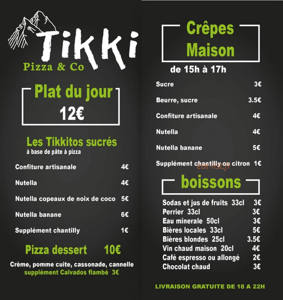 Tikki Pizza & co — carte page 2