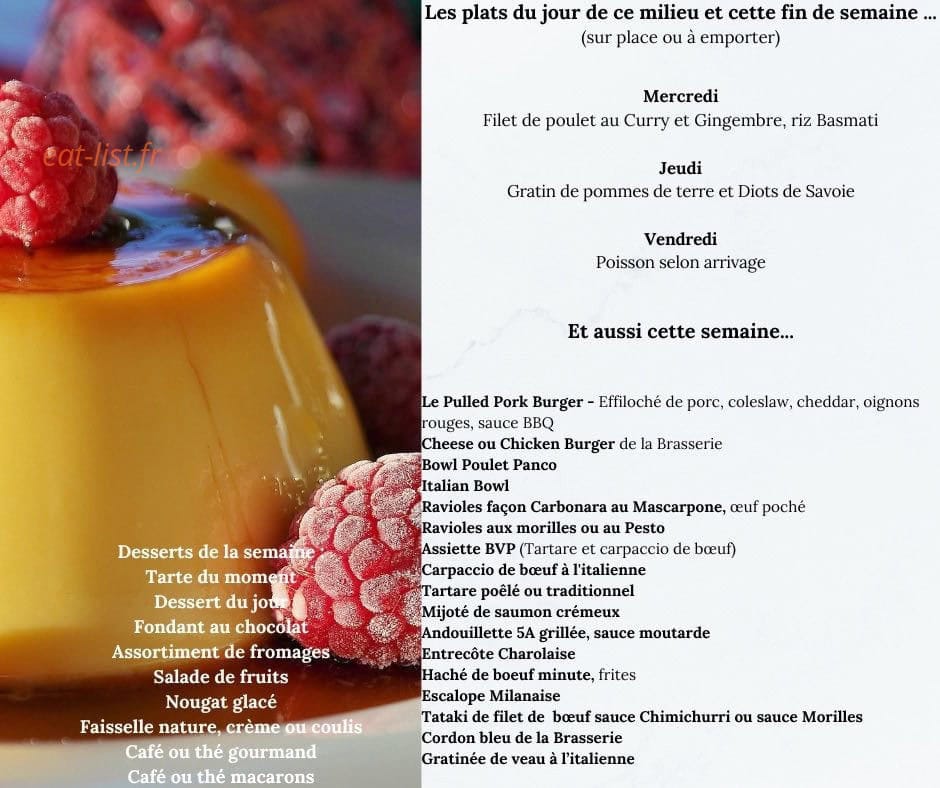 Brasserie Val parc — carte page 1