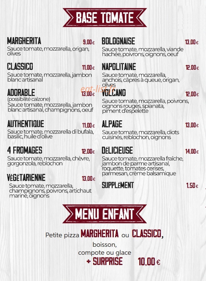 L'Authentique Pizza — carte page 2