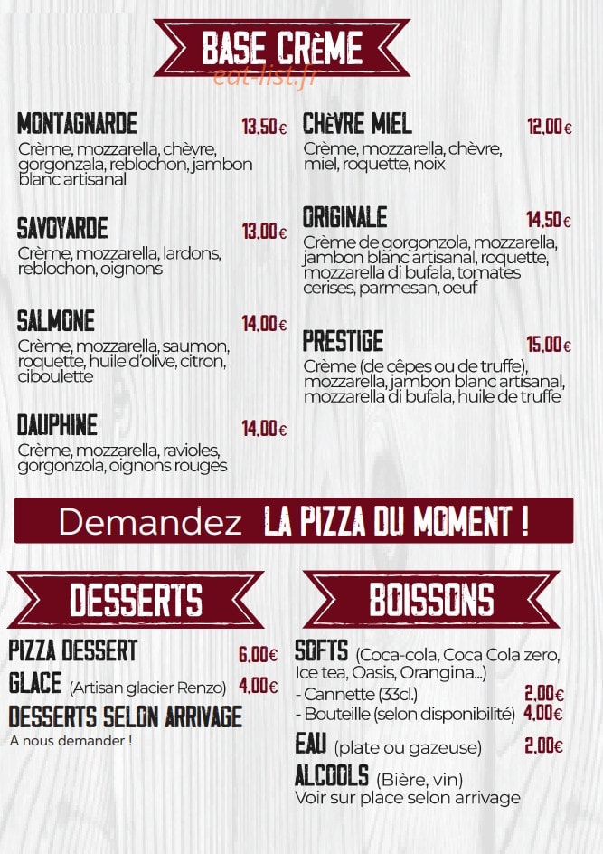 L'Authentique Pizza — carte page 3