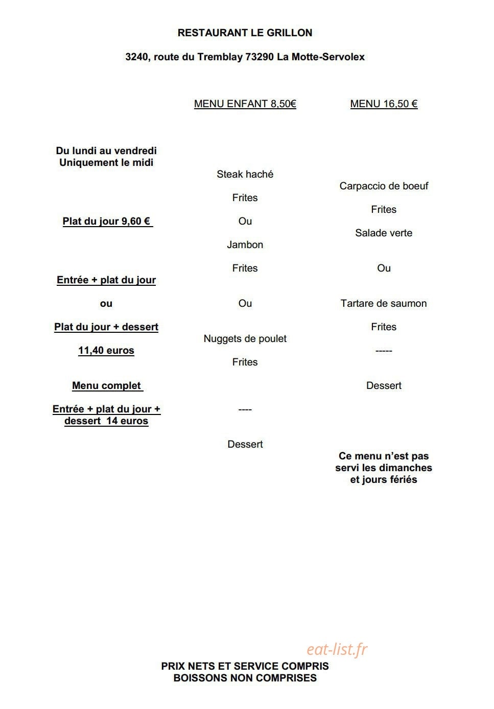 Le grillon — carte page 1