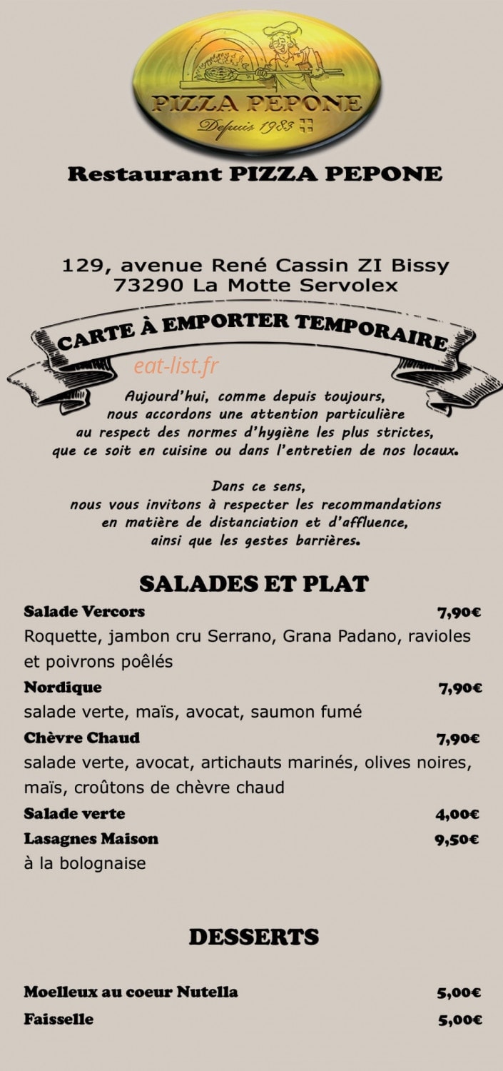 Pizza Pepone — carte page 2
