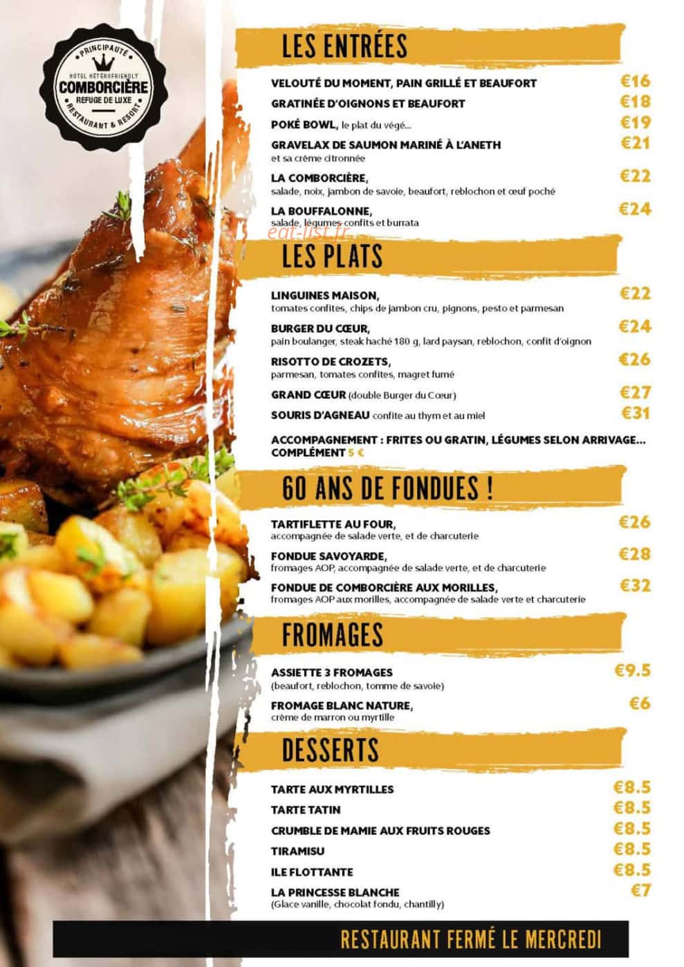 Restaurant Principauté de Comborcière — carte page 1