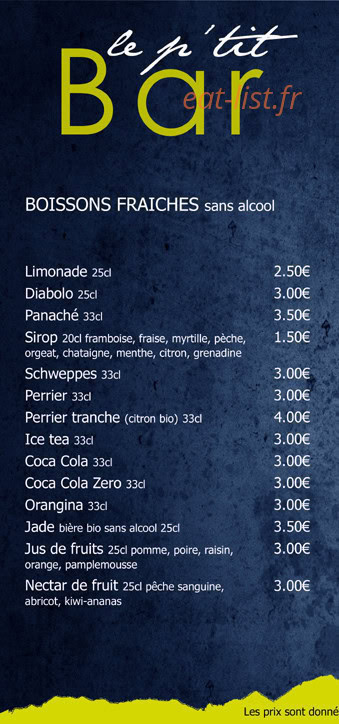 Carte et menu de Chalet La Tuviere Bike Inn à Jarrier — Les boissons fraîches sans alcool