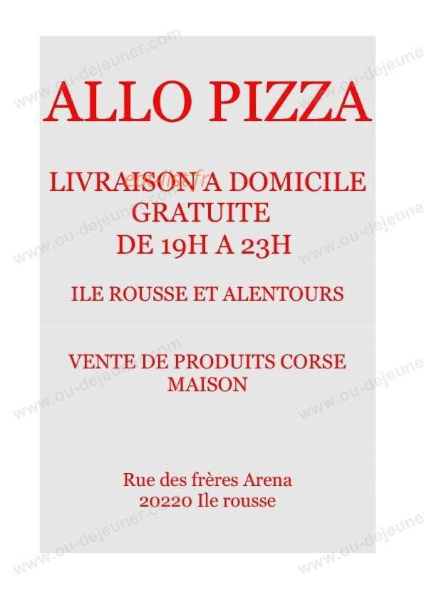 Allo Pizza — carte page 1
